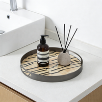 Plateau décoratif rond en laque piano de qualité supérieure, motif personnalisable, plateau de service pour la décoration de la maison, cadeaux de mariage, cadeaux de pendaison de crémaillère