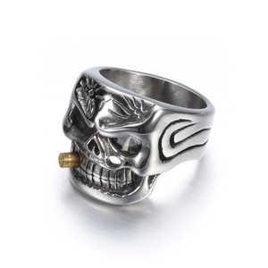 Anillo de Acero de Titanio para Hombre con Diseño de Calavera, 26MM, Dos Tonos, con Incrustaciones de Diamantes, Joyería de Moda para Regalo - Product Image 2