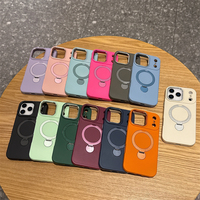 Étui de protection magnétique antichoc ONE-CASE en TPU+PC style Ins pour téléphone portable 17/13/14/15/16 Pro Max avec anneau rotatif à 360°