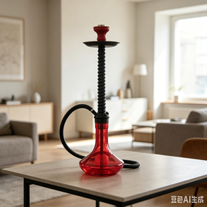 Cachimba Metálica Roja de un Solo Tubo con Manguera Flexible Negra, Accesorio Portátil para Fumar - Product Image 2