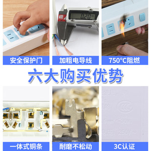 Multifunctional <b>Power</b> Strip With 2 Usb A Ports 10A Rated Current Three Prong <b>Plug</b> For Home And Dorm Use - Product Image 3