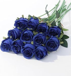 Оптовые синие искусственные шелковые розы для декора на День святого Валентина, свадебного оформления дома и свадебных букетов - Product Image 1