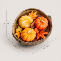 Arovi - Ensemble de bougies citrouille d'Halloween personnalisées, bougies parfumées d'automne avec plateau en bois et pot citrouille en verre pour la décoration des fêtes