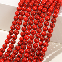 JD GEMS Perles Rondes Semi-Précieuses Naturelles et Synthétiques en Turquoises Rouges 4/6/8/10/12mm Certifiées CNAS pour la Fabrication de Bijoux