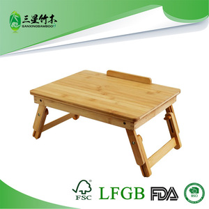 Bandeja de bambú para cama, bandeja plegable para regazo, bandeja para desayuno, soporte ajustable para portátil al por mayor - Product Image 5