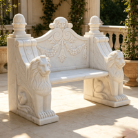 Banc de jardin moderne en marbre blanc naturel, taille personnalisée, banc en pierre pour extérieur et bord de piscine