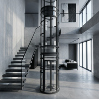 Petit ascenseur domestique personnalisable, ascenseur domestique en verre rond pour villa de luxe