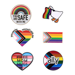 Lot de Broches Émaillées Arc-en-ciel Colorées en Alliage avec Motifs Cœur/Arc-en-ciel/Oie pour Événements Pride, Usage Quotidien et Cadeaux - Product Image 1