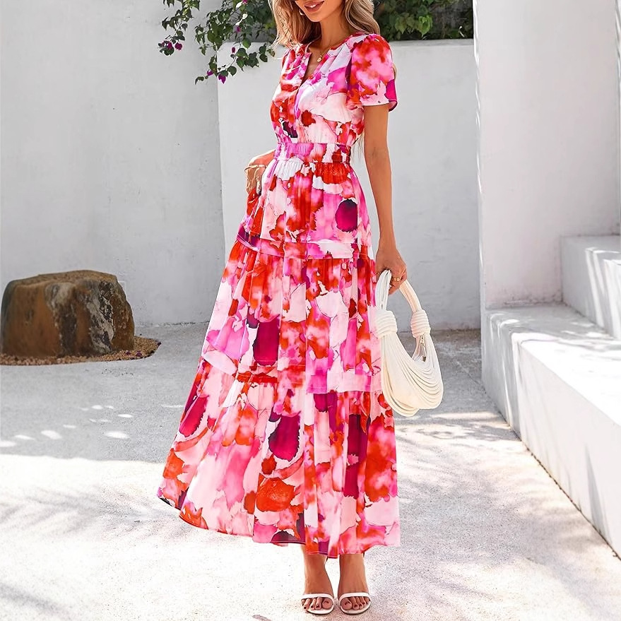 princess polly baby blue dress Women's halter summer long dress with boho chic print