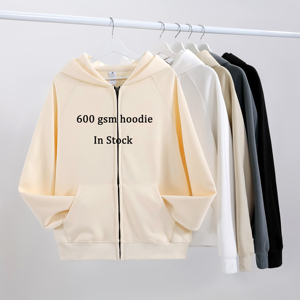 Sweat à capuche unisexe 600 g/m² 100% coton French Terry Blank à fermeture éclair pour le printemps en stock! - Product Image 1