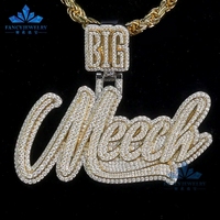 Personnalisé Glacé VVS Baguette Moissanite 925 Argent Plaqué Or Hip Hop Lettre Nom Chaîne Pendentif Hommes Fine Jewelry