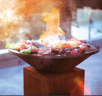 Plancha de jardin en acier Corten rouillé pour barbecue et foyer extérieur, idéale pour les fêtes de famille