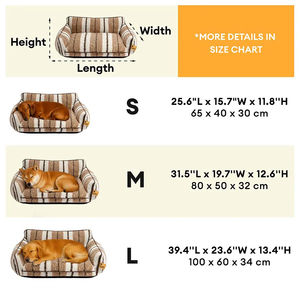 Cama para Mascotas de Felpa a Rayas al por Mayor, Diseño Plegable y Lavable, Sofá Rectangular Grueso para Uso en Todas las Estaciones, para Perros y Gatos - Product Image 6