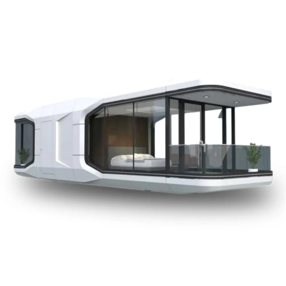 Extendable 38 square meters, one bedroom, one living room and one bathroom space capsule house