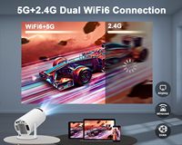 Mini Proyector Inteligente Inalámbrico Portátil Hy300 Pro para Exteriores, Android 11, 720p, LCD, 150 Lúmenes, WiFi 6 Dual, Cine en Casa
