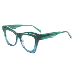 ขายส่งแว่นตาคุณภาพสูงแว่นตาย่อยสลายได้อะซิเตทแมวตากรอบแว่นตาแสง