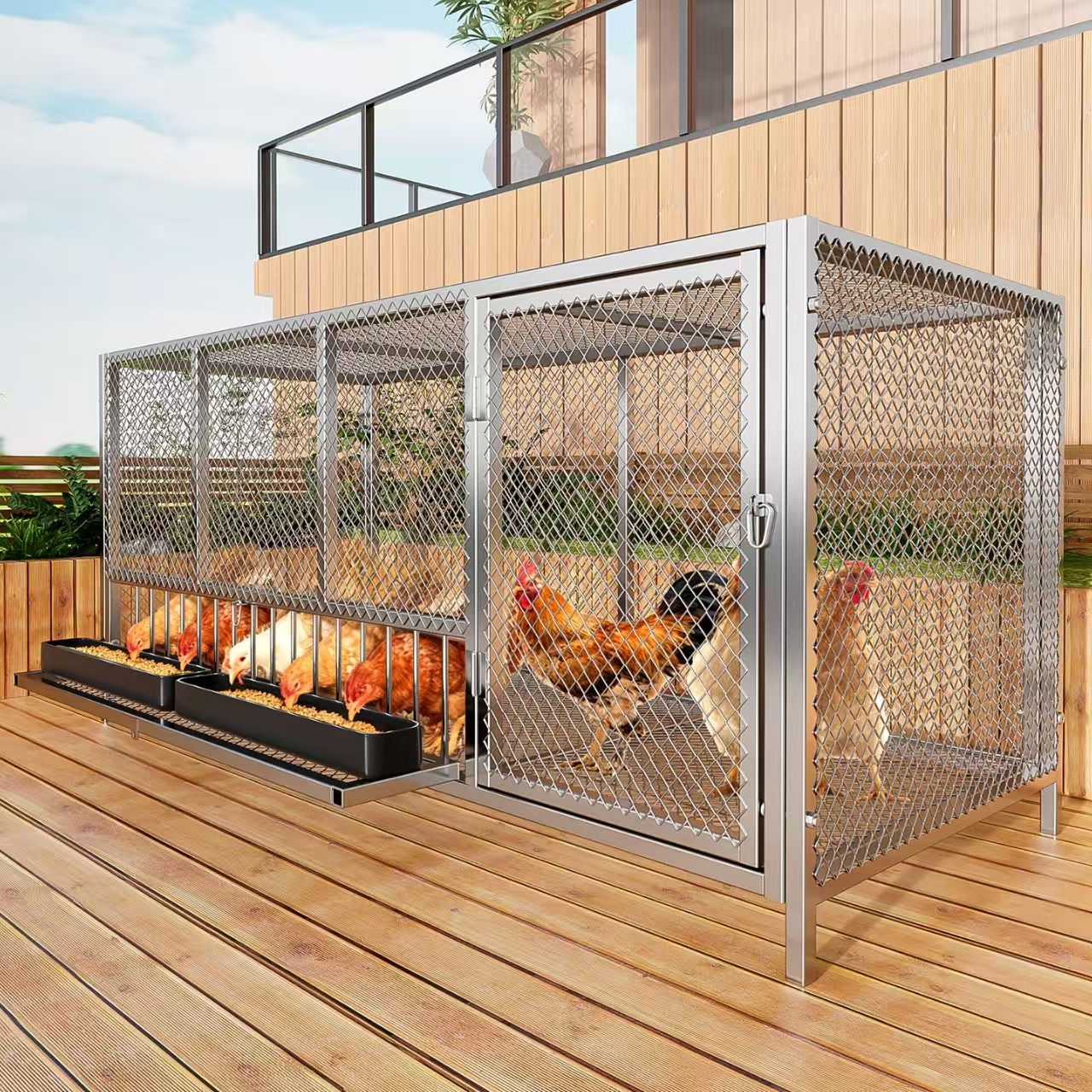 Jaula para gallinas plateada 130*53*60 cm