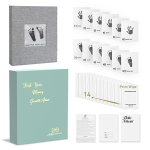 Carte pietra miliare per bambini 15 pezzi Kit per la mano e l'impronta del bambino Album mese di inchiostro blocco per pietra miliare del libro ricordo dell'impronta del bambino - Product Image 1