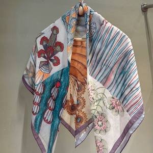 رسام صيفي جديد كلاسيكي طباعة وشاح خفيف الوزن x من البوليستر مربعًا متعدد الاستخدامات - Product Image 6