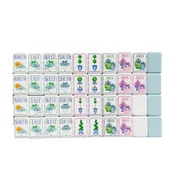 Jeu de Mahjong en Acrylique Pastel 2026 avec Motifs Dessinés à la Main – Idéal pour les Voyages