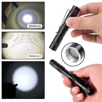 Mini lampe torche LED super lumineuse, piles AAA, étanche, format stylo, zoom réglable
