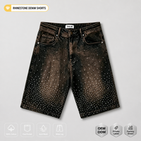 ZHILIAN Pantalones Cortos Vaqueros con Pedrería para Hombre, Estilo Urbano, Lavado Ácido, Desgastados, Cinco Bolsillos, Venta al por Mayor, OEM, ODM, Marca Privada