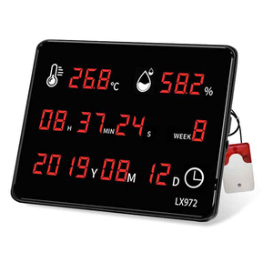 LX972-E kỹ thuật số Đồng hồ treo tường Nhiệt kế với âm thanh & ánh sáng báo động độ chính xác cao ẩm kế & Lịch cho kho nhà kính sử dụng - Product Image 1