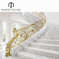 Main courante décorative d'intérieur en laiton luxueuse, balustrade dorée en laiton pour villa