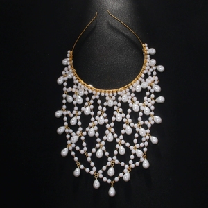 Serre-tête bohème à pampilles de perles avec chaîne perlée à franges pour mariée, accessoire de cheveux pour mariage, fête, bal de promo, soirée - Product Image 4