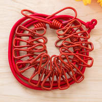 Corde à linge extérieure pliable et rétractable, colorée, avec 12 pinces, conception coupe-vent, pour usage domestique (vente en gros)