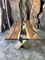 Table basse de mode table en résine meubles de maison en bois de noyer dalle en bois massif de conception spéciale salle à manger Tables de rivière en résine époxy