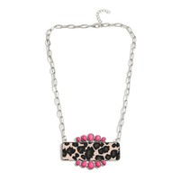 Colliers de style occidental pour femmes, bijoux tendance en turquoise, cadeau, collier avec pendentif géométrique turquoise et imprimé léopard
