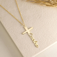 Collier EManco personnalisé avec pendentif croix et nom, chaîne en argent, cadeau de bijoux pour anniversaire, fête ou occasion spéciale