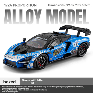 Voitures miniatures en métal 1:24 <span class=keywords><strong>McLaren</strong></span> <span class=keywords><strong>Senna</strong></span> Latte Art avec son et lumière, supercar à rétrofriction, modèle décoratif, jouets de collection - Product Image 4
