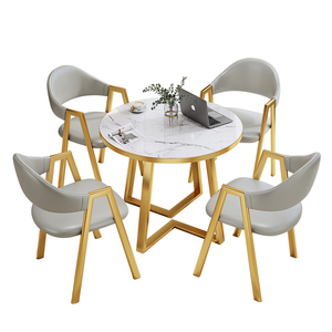 Tavolo Rotondo Moderno in Legno Massello con Sedie, Arredamento Commerciale per Ristoranti, Tavolo Piccolo per 2-4 Persone - Product Image 5