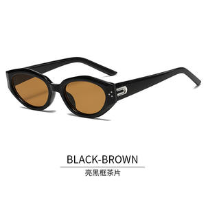 Lunettes de soleil œil de chat pour homme Gm, monture noire en PC, verres AC, protection UV400, type 3, pare-soleil, rivets à points, style urbain - Product Image 5