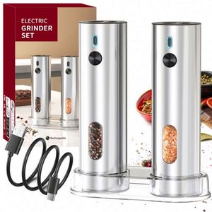 Juego de Molinillos de Pimienta Recargables por USB Plateados de Gran Capacidad, con Luz LED, Grosor Ajustable, Ecológicos, para Cocina, Barbacoa al Aire Libre - Product Image 4