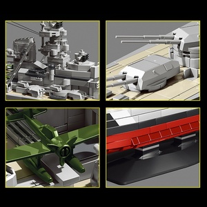 12GO98005 Série Militaire Seconde <span class=keywords><strong>Guerre</strong></span> Mondiale Bismarck Bateau de <span class=keywords><strong>Guerre</strong></span> Porte-Aviateurs Puzzle Blocs de Construction Modèle Jouet - Product Image 2