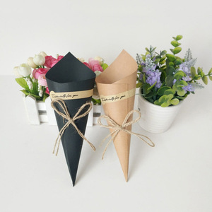 Kraft <b>Paper</b> Bouquet <b>Wrapping</b> Cones Black And <b>Brown</b> For Gift Packaging Multi Purpose Recyclable Bulk Size - Product Image 1