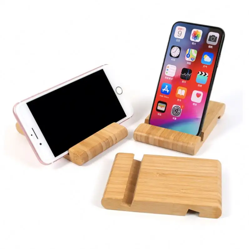 木製タブレットスタンドデスクトップパッド用竹携帯電話スタンド携帯電話ホルダー長さ: 5 "幅: 3"
