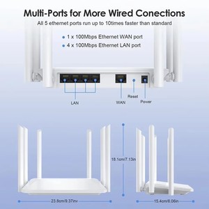 Unt6 Wifi WAN Router băng tần kép 2.4G/5G 300/1200Mbps tăng cao 6 ăng-ten mạng không dây Router dễ dàng tường thâm nhập - Product Image 5