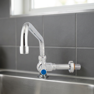 Commerical Wall Mounted Kitchen Faucet Single <b>Handle</b> Polished Chrome Modern Design Easy Installation 6-7.9in Height - Product Image 3