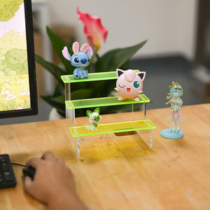 Estante de exhibición de juguetes ensamblados de acrílico, marco verde fluorescente, plataforma de exhibición de escritorio ensamblada, montaje DIY - Product Image 3