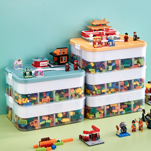 Caja Organizadora de Juguetes de PP para <span class=keywords><strong>Lego</strong></span>, Caja de Almacenamiento para Niños, Bloques de Construcción Apilables con Tapas, Contenedores de Almacenamiento Ajustables - Product Image 1