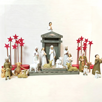 Crèche en résine faite à la main, ensemble de 20 pièces, figurines chrétiennes de Noël, ornement religieux pour la décoration de table, cadeau pour la maison