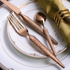 Set di stoviglie di lusso matrimonio in acciaio inossidabile, fabbriche di Guangzhou oro rosa 18/10 Set di posate in acciaio inossidabile - Product Image 3