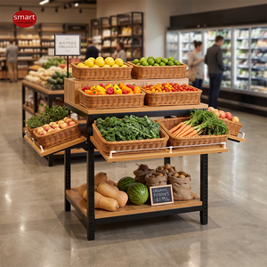 Exhibidor <span class=keywords><strong>de</strong></span> Productos <span class=keywords><strong>de</strong></span> Madera Comercial con Marco Metálico, Estante para <span class=keywords><strong>Frutas</strong></span> <span class=keywords><strong>y</strong></span> <span class=keywords><strong>Verduras</strong></span> para Supermercados <span class=keywords><strong>y</strong></span> <span class=keywords><strong>Tiendas</strong></span> <span class=keywords><strong>de</strong></span> Abarrotes - Product Image 4
