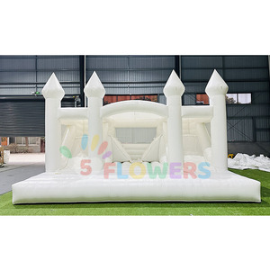 Tobogán doble Casa de rebote blanca Estructura de castillo hinchable tobogán Jeux Chateau gonflable blanc - Product Image 4