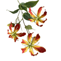 Jarrey New 3 Heads Künstliche Herrliche Flamme Feuer Lily Gloriosa Superba Seiden blumen Zweig für Home Wedding Christmas Decor