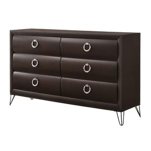 DB Tablita Dresser Dark Merlot Acabado Muebles de dormitorio de acero inoxidable con espejo MDF Madera Melamina Vidrio para dormitorio - Product Image 1